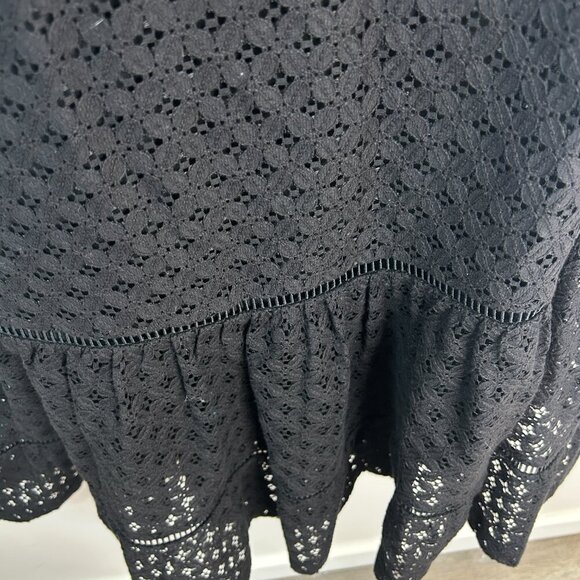 Banana Republic Black One Shoulder Lace Dress Sz 0 Tiered Ruffle Cocktail - Picture 2 of 9